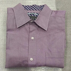 [XL]Johnston  Murphy Tailored Fit Pink Textured Cotton Dress Shirt
